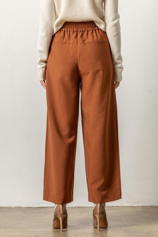 Wide Leg Pull On Pant Womens Pant Cinnamon A2