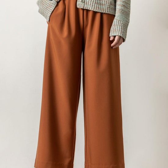 Wide Leg Pull On Pant Womens Pant Cinnamon A3