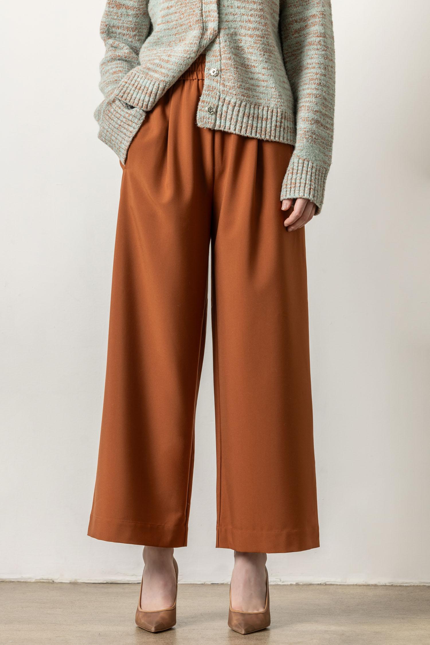 Wide Leg Pull On Pant Womens Pant Cinnamon A3