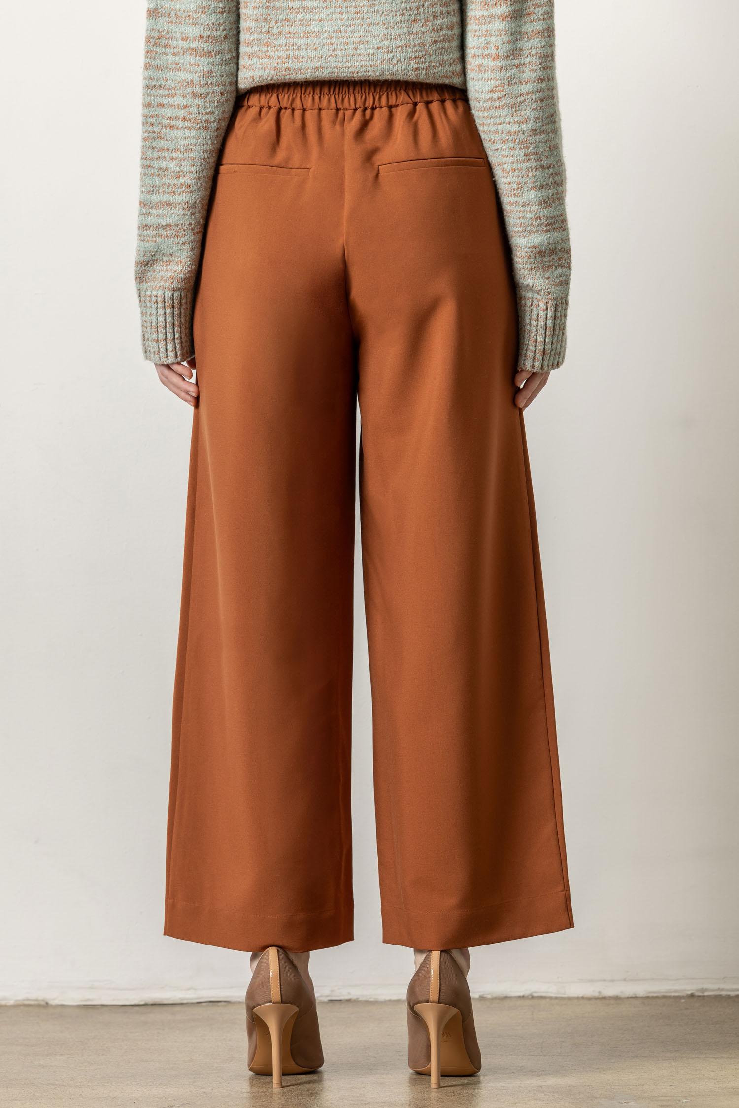 Wide Leg Pull On Pant Womens Pant Cinnamon A4