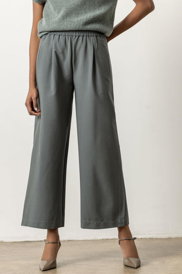 Wide Leg Pull On Pant Womens Pant Slate A1