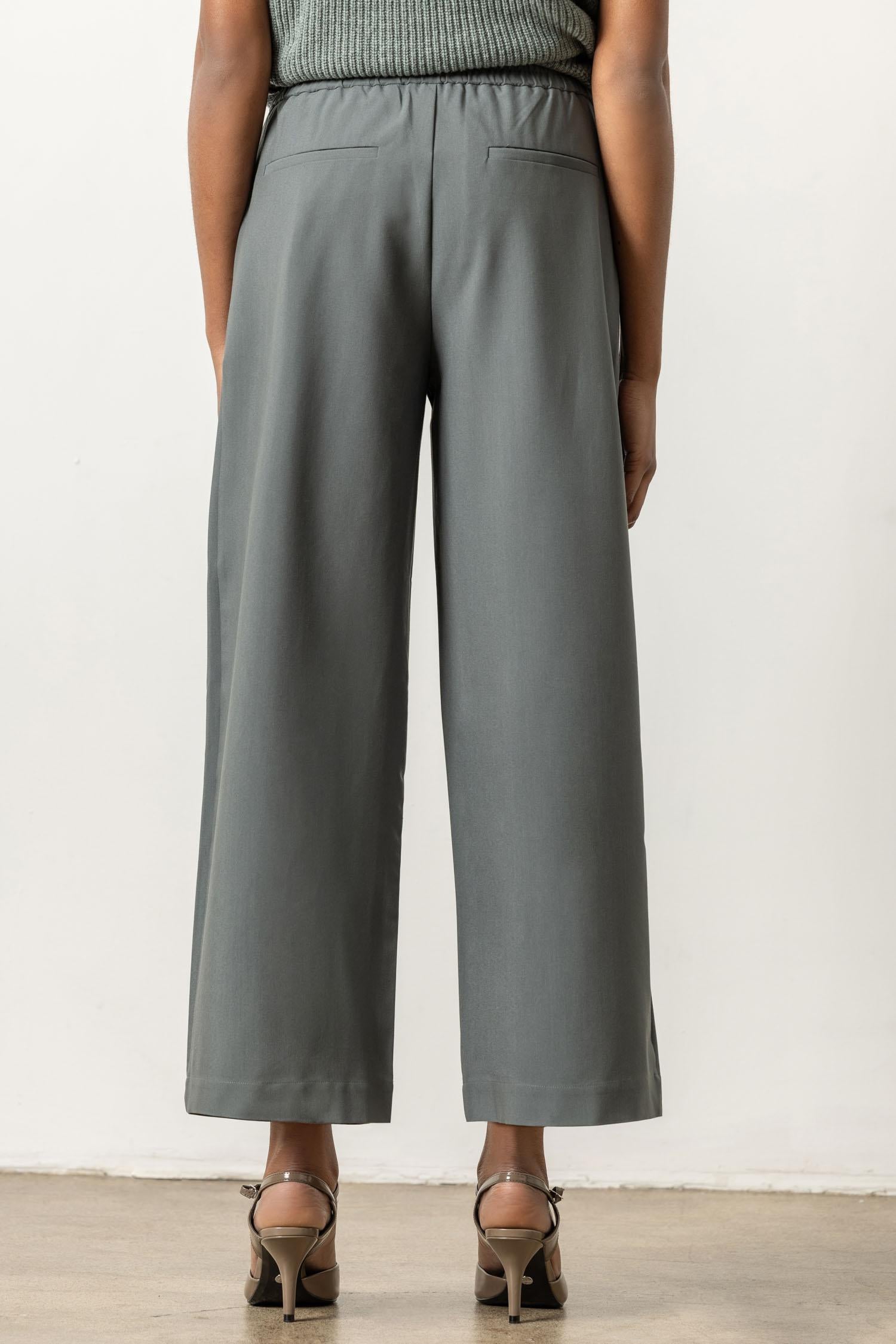 Wide Leg Pull On Pant Womens Pant Slate A2