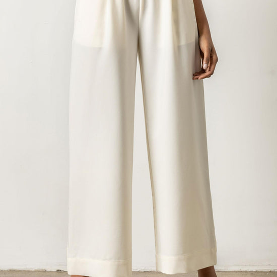 Wide Leg Pull On Pant Womens Pant Winter White A1