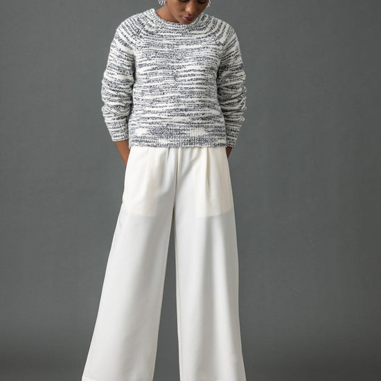 Wide Leg Pull On Pant Womens Pant Winter White C1