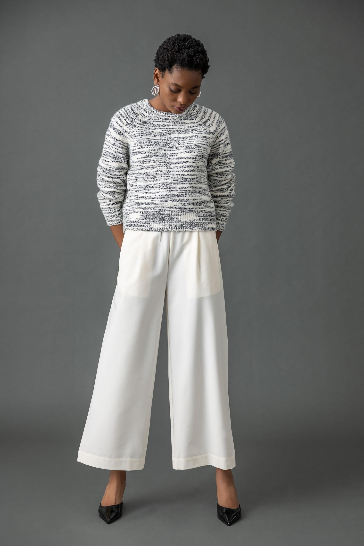 Wide Leg Pull On Pant Womens Pant Winter White C1