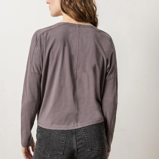 Long Sleeve V-Neck Henley Womens Top Shadow A3