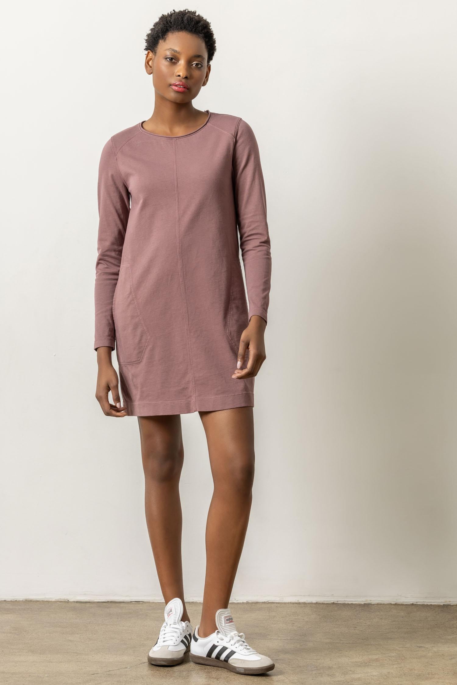 Front Seam Crewneck Dress Womens Dress Rosewood A1