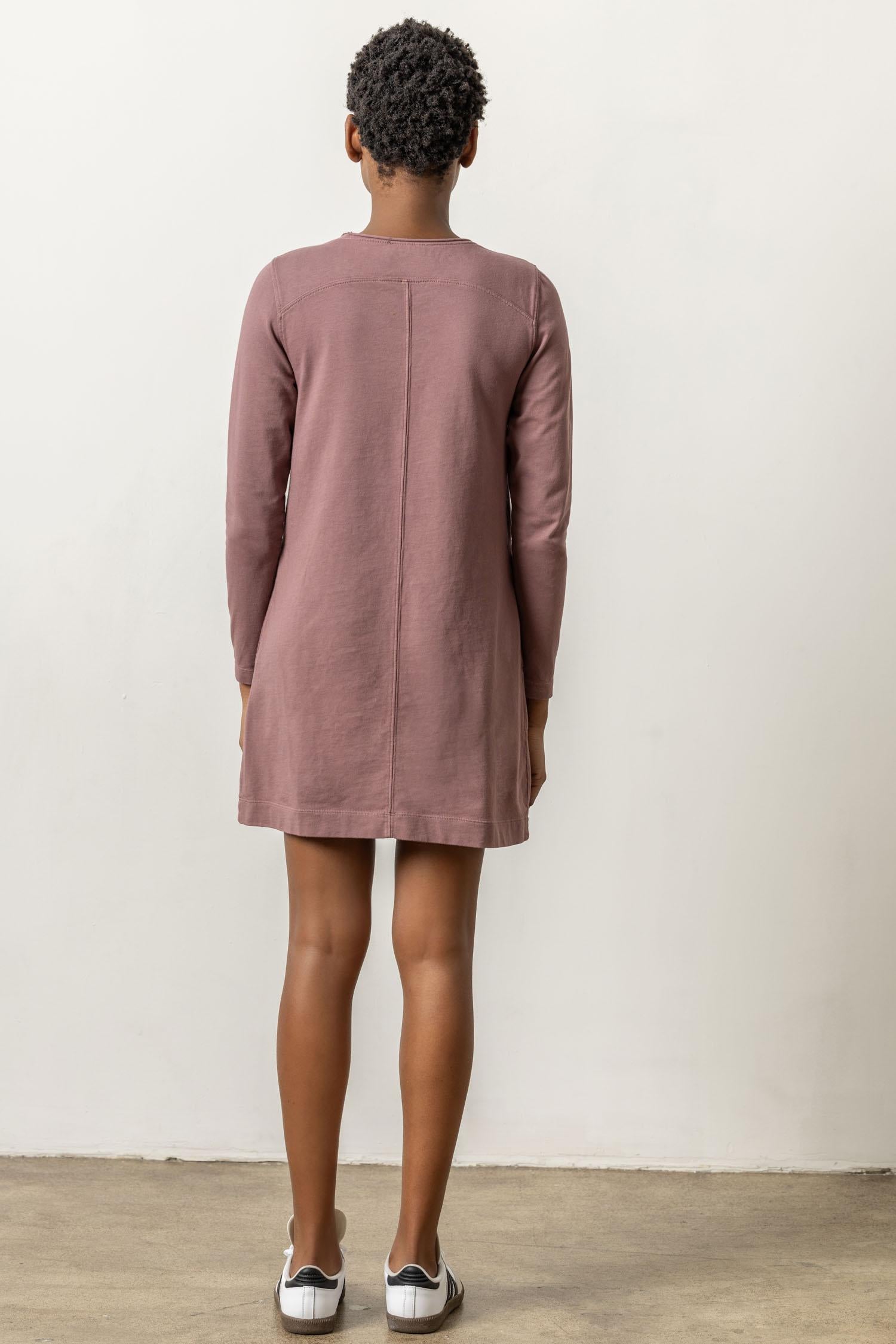 Front Seam Crewneck Dress Womens Dress Rosewood A2