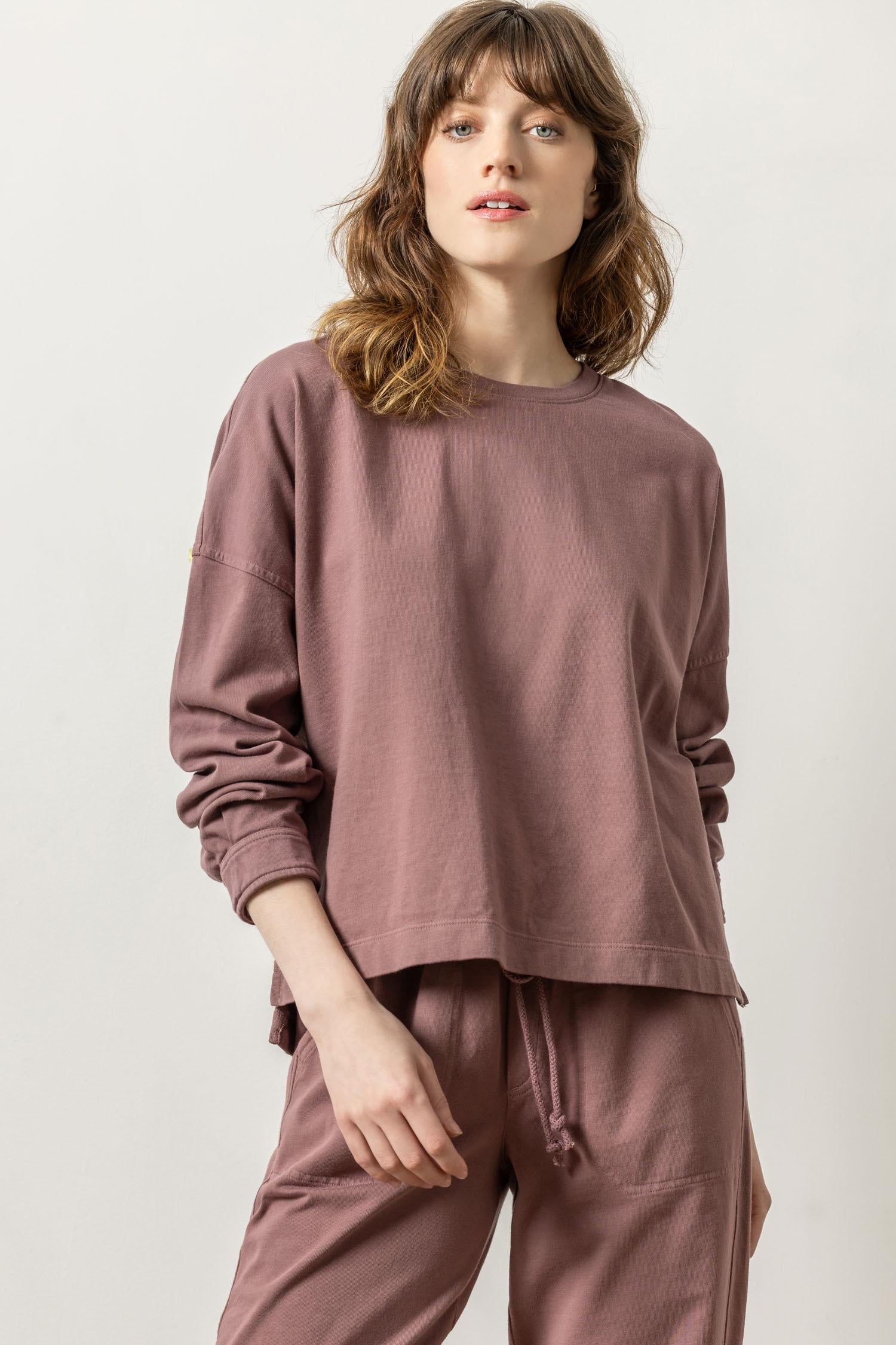 Easy Hi-Low Sweatshirt Womens Top Rosewood A1