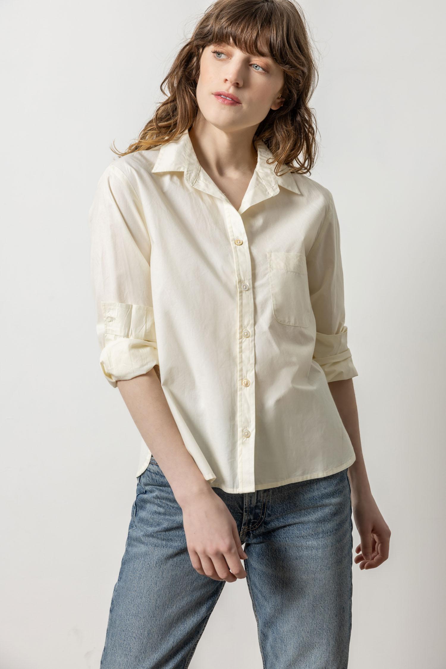 Easy Poplin Button Down Womens Top Magnolia A1