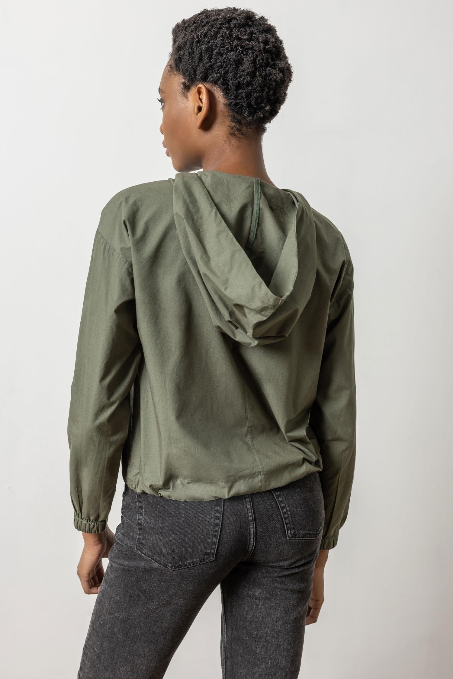 Poplin Hoodie Womens Top Kale A2