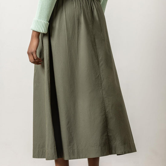 Poplin Button Front Skirt Womens Skirt Kale A2