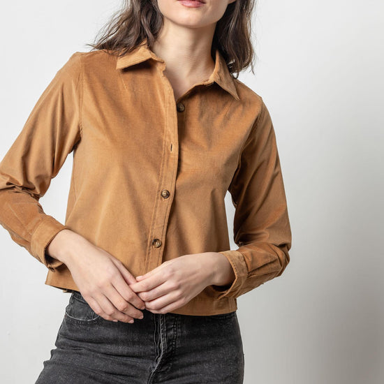 Corduroy Button Down Shirt Womens Top Acorn A4