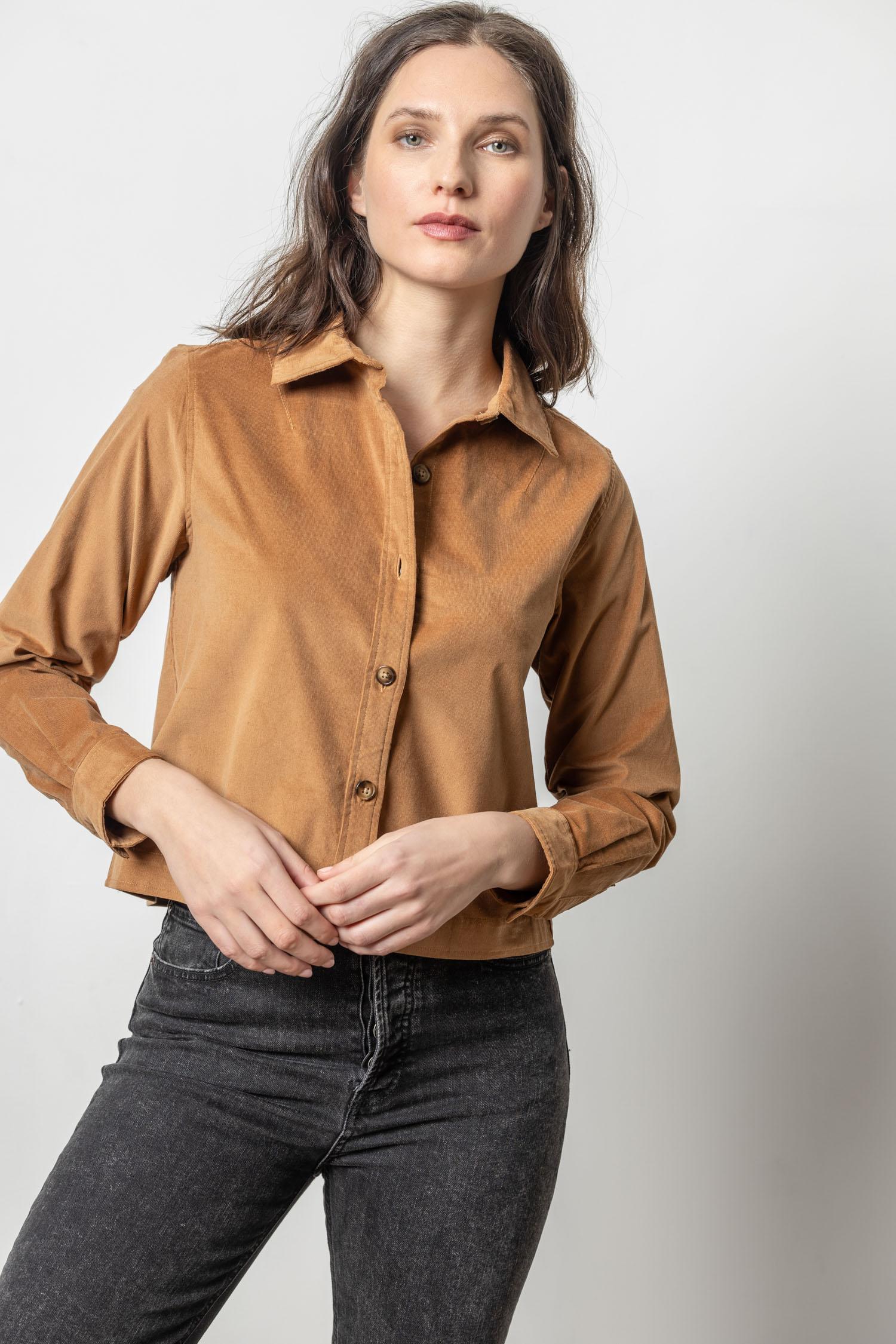 Corduroy Button Down Shirt Womens Top Acorn A4