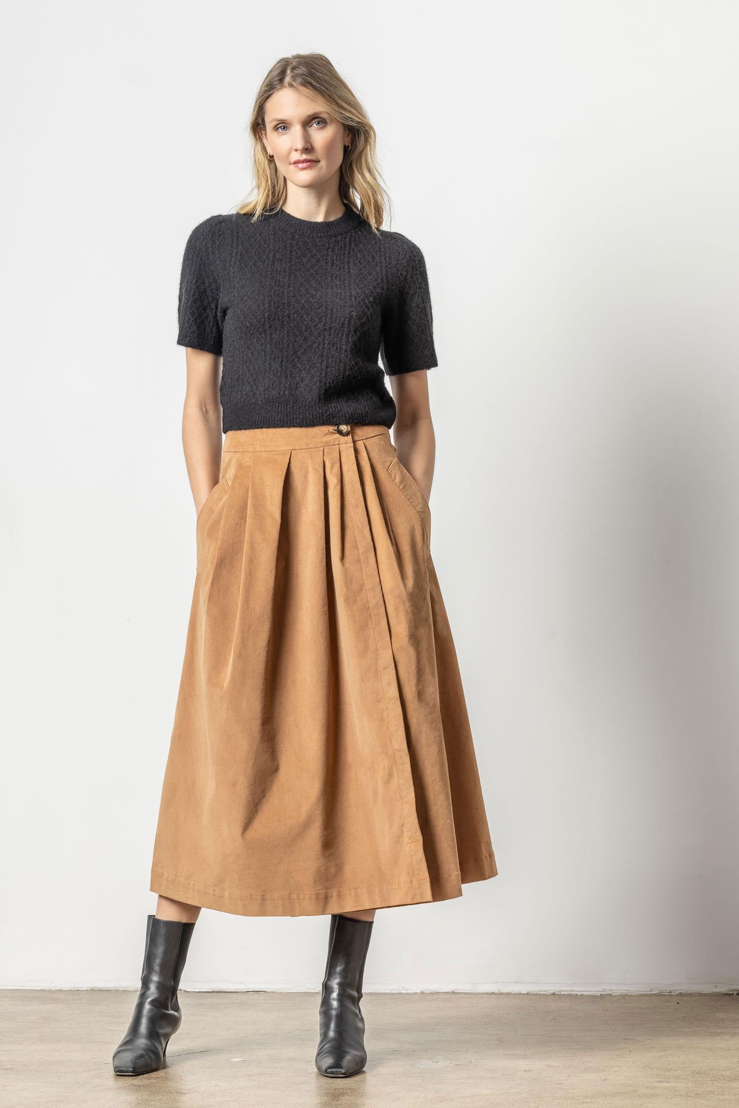 Corduroy Wrap Skirt Brandy Large Lilla P