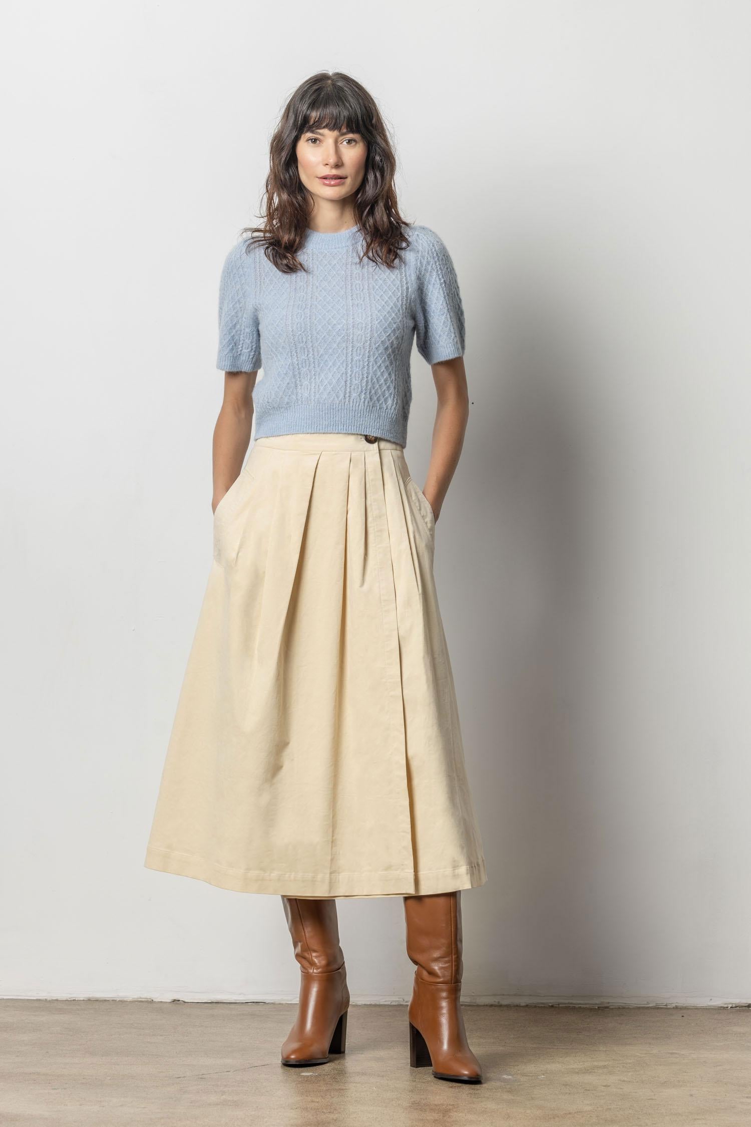 Corduroy Wrap Skirt Womens Skirt Winter White A3