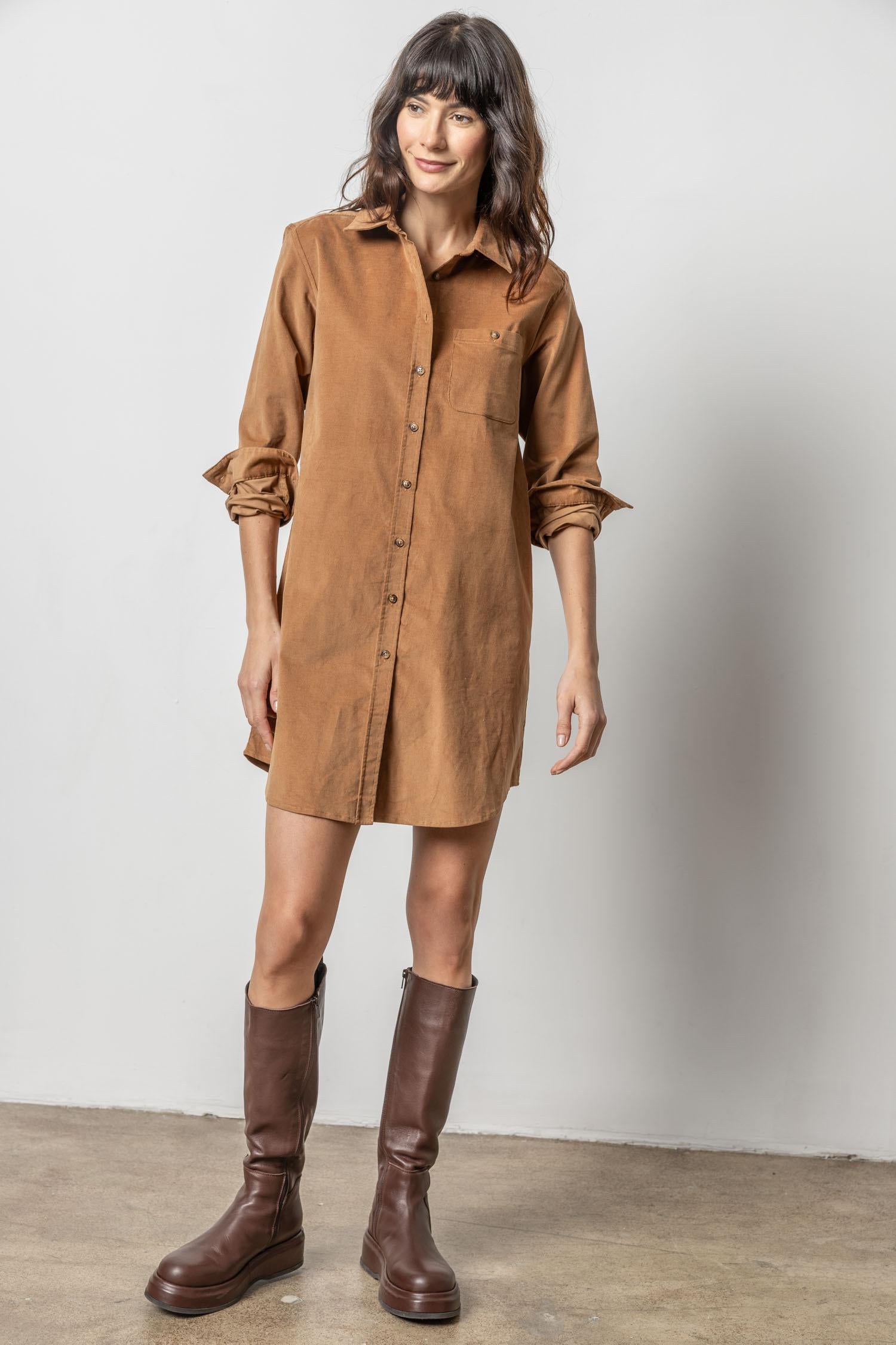 Corduroy Shirt Dress Womens Dress Acorn A3