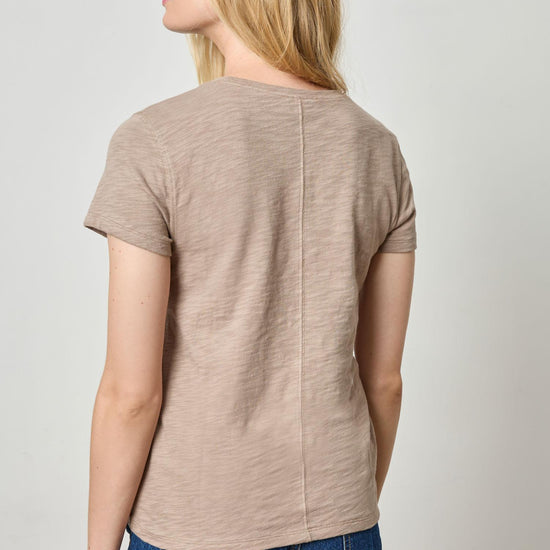 Short Sleeve Back Seam Crewneck Womens Top Driftwood A2