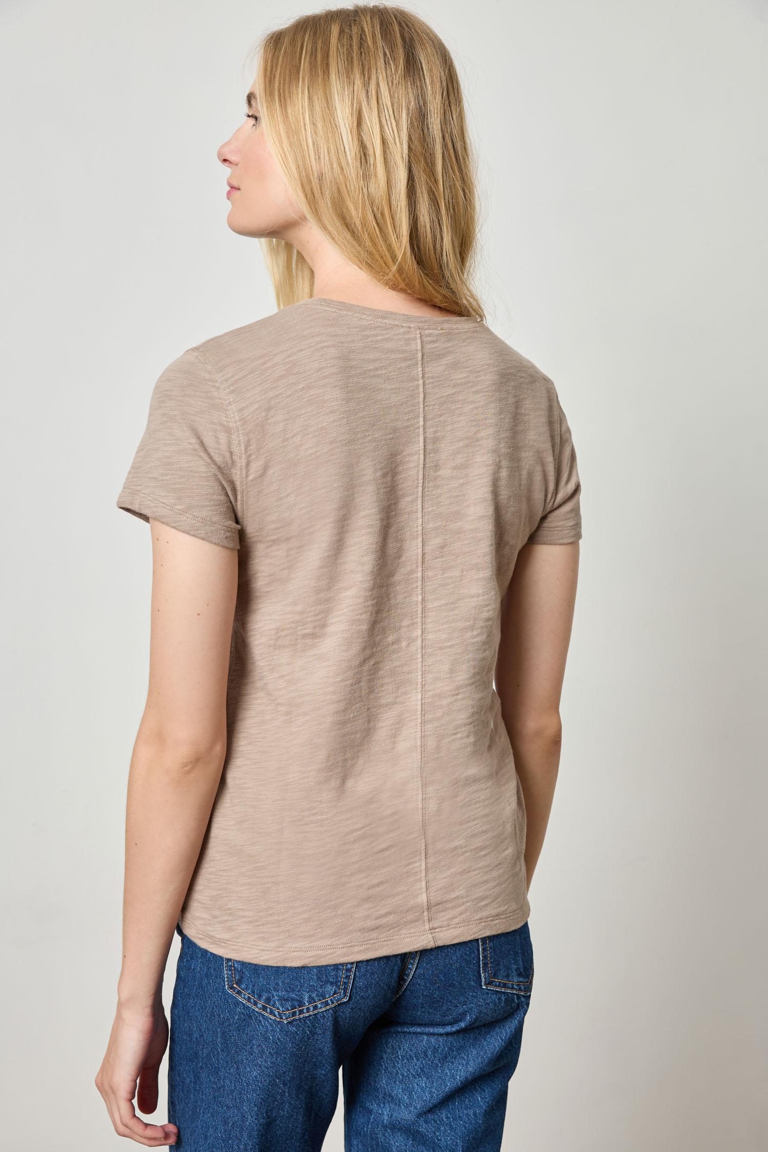 Short Sleeve Back Seam Crewneck Womens Top Driftwood A2