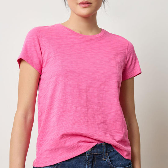 Short Sleeve Back Seam Crewneck Womens Top Rosebud A1