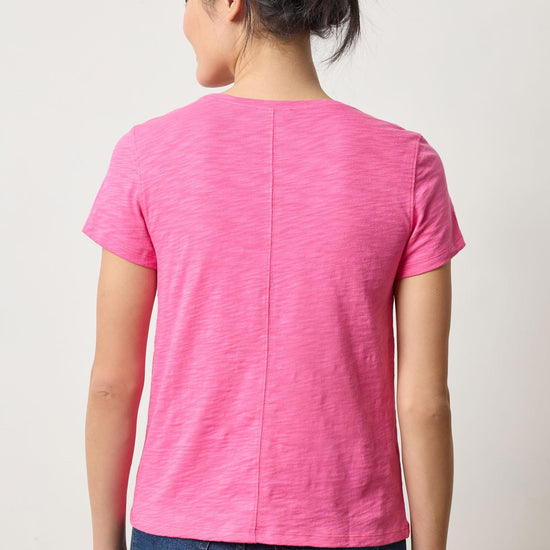 Short Sleeve Back Seam Crewneck Womens Top Rosebud A2