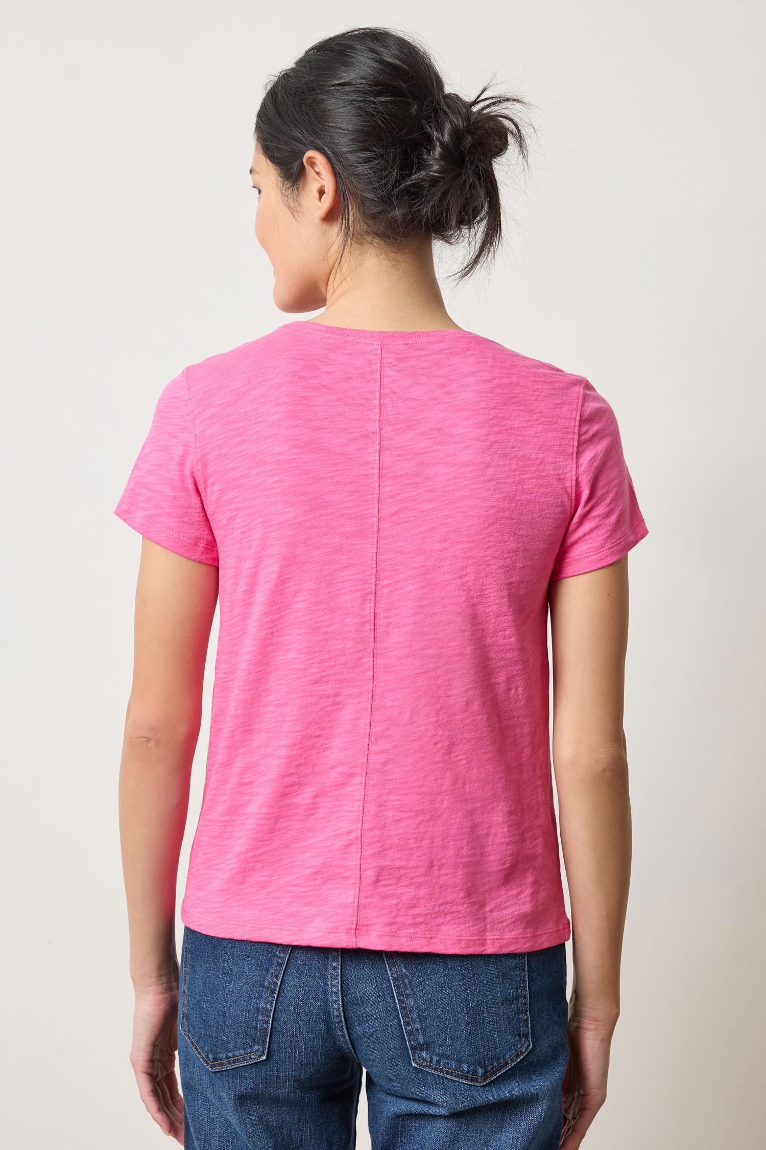 Short Sleeve Back Seam Crewneck Womens Top Rosebud A2