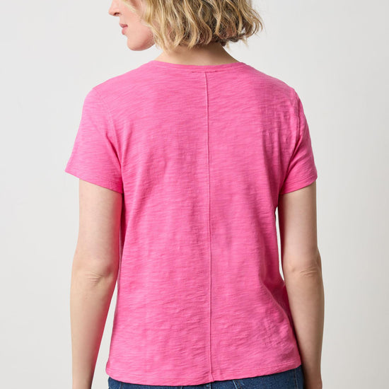 Short Sleeve Back Seam V-Neck Womens Top Rosebud A2