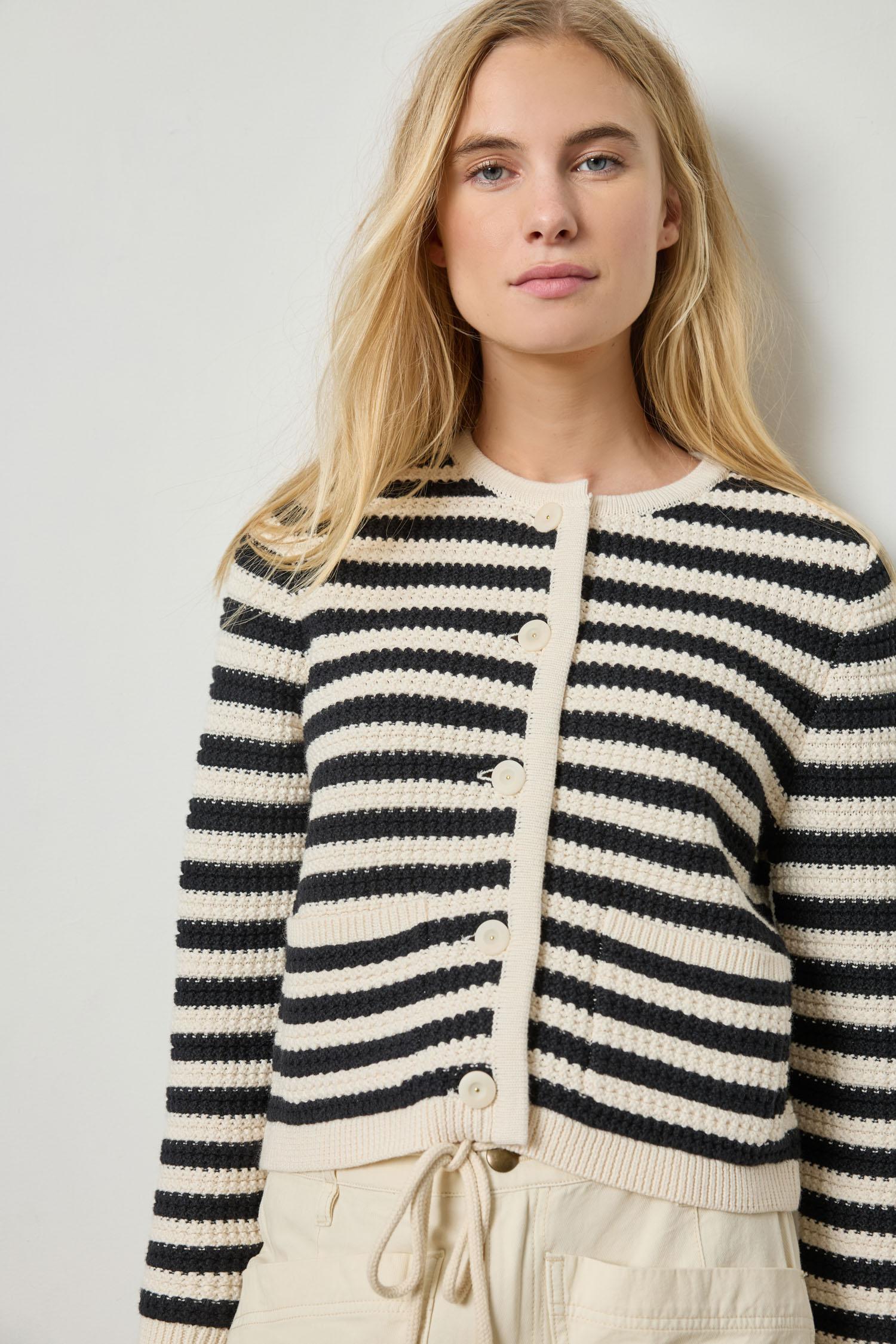 Jackie Cardigan Womens Sweater Stripe A1