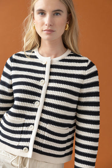 Jackie Cardigan Womens Sweater Stripe C1