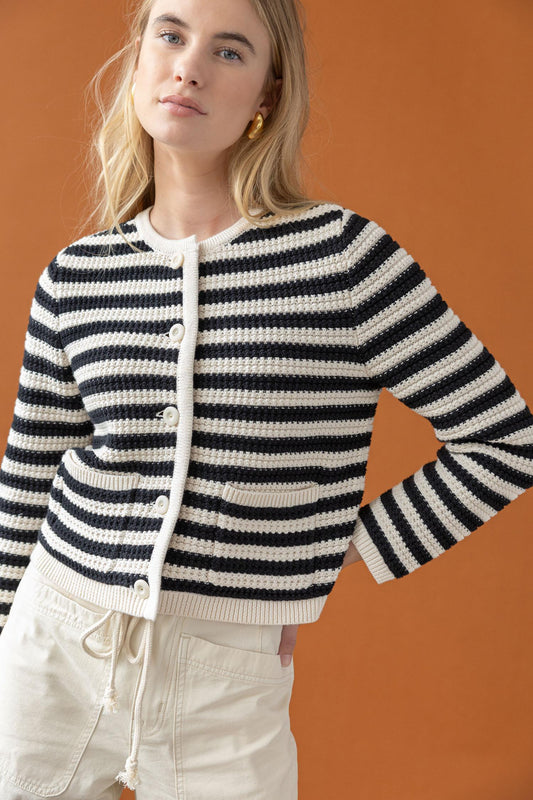 Jackie Cardigan Womens Sweater Stripe C2