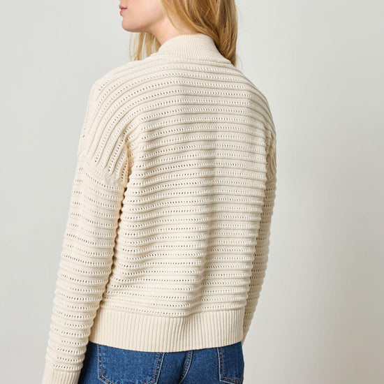 Pointelle Half Zip Sweater Womens Sweater Ivory A2