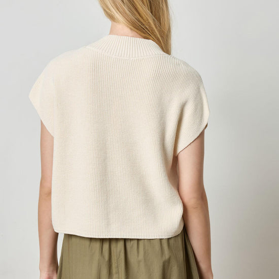 Wide Trim V-Neck Sweater Womens Sweater Ivory A3