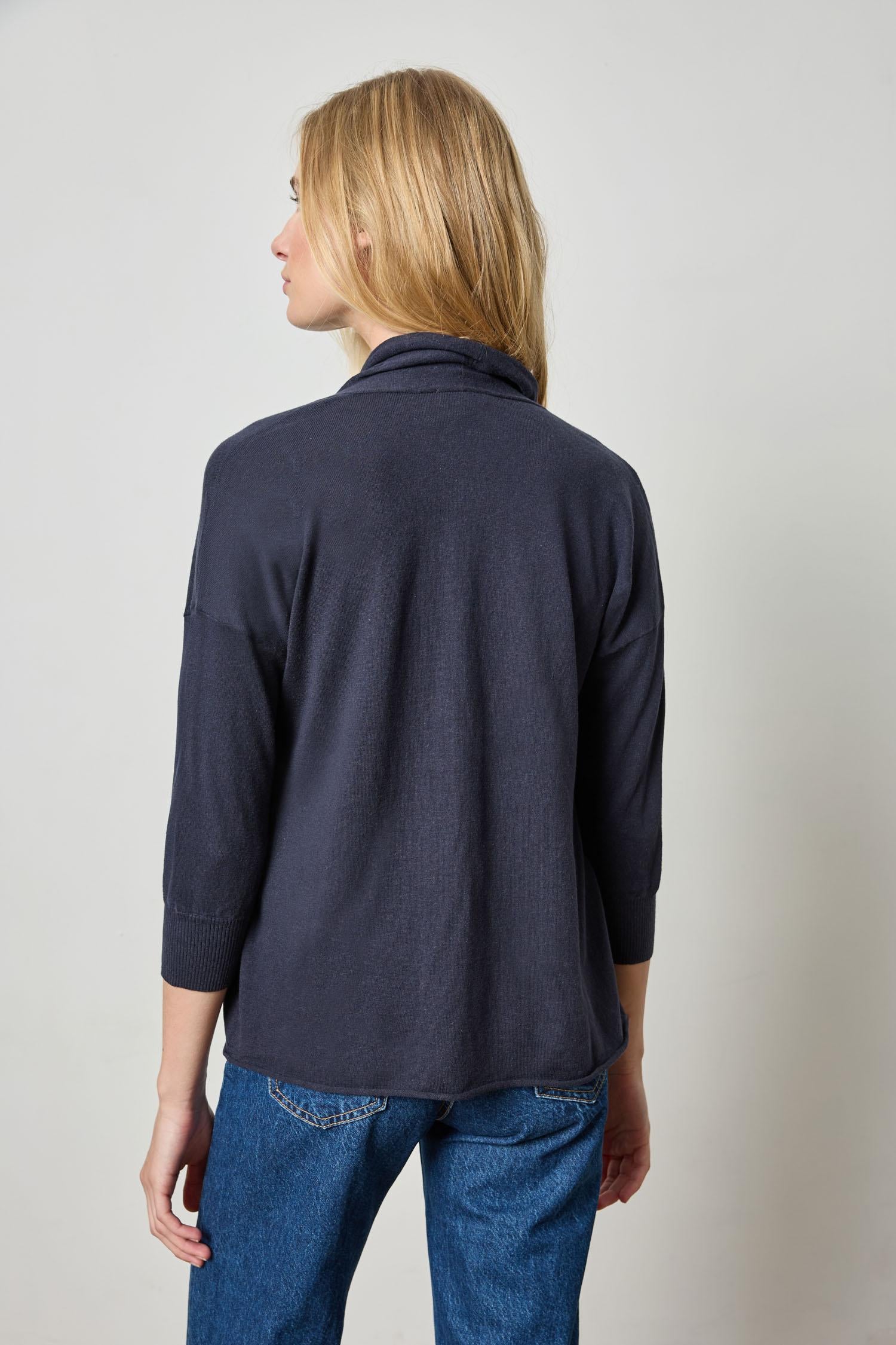 Easy Open Cardigan Womens Sweater Navy A2