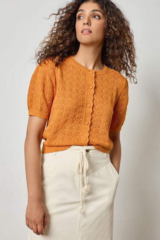 Pointelle Cardigan Womens Sweater Marigold A1