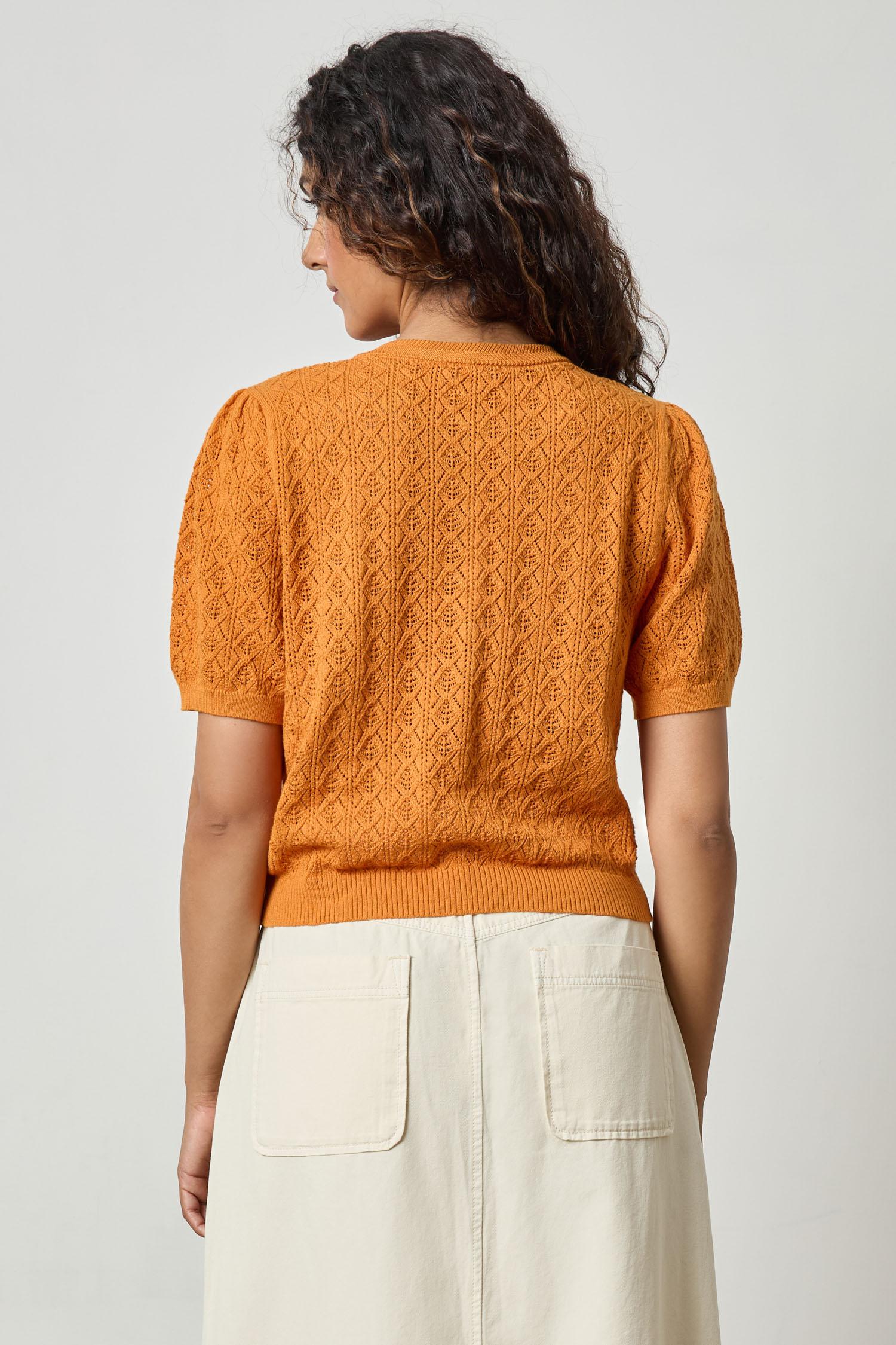 Pointelle Cardigan Womens Sweater Marigold A2