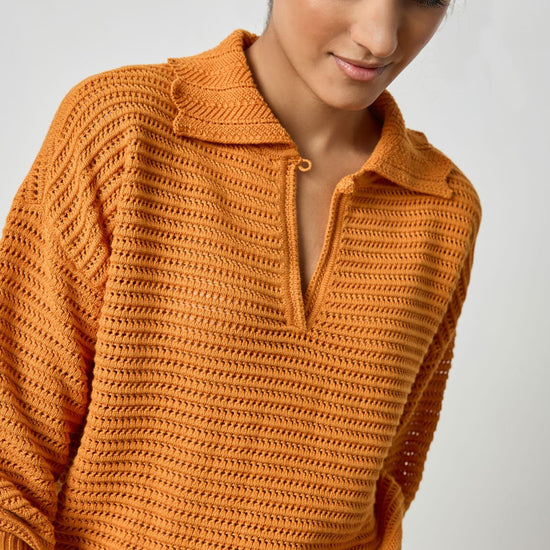 Scalloped Collar Sweater Womens Sweater Marigold A1