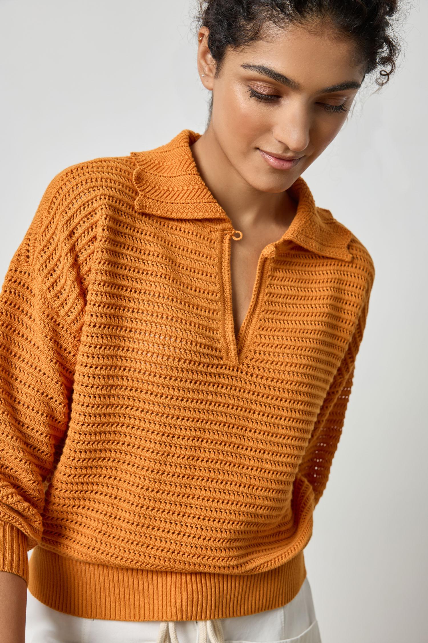 Scalloped Collar Sweater Womens Sweater Marigold A1