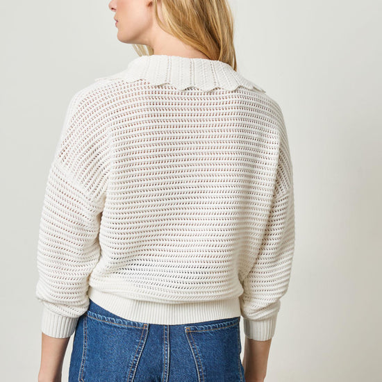 Scalloped Collar Sweater in color White Image A2