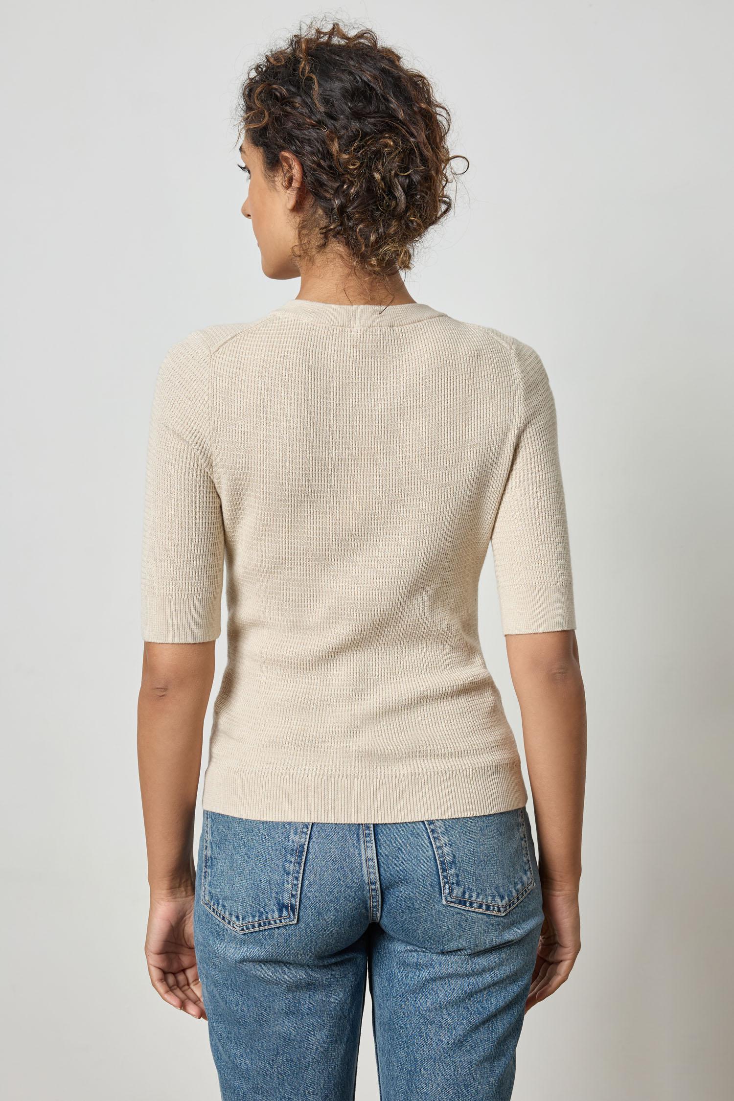 Elbow Sleeve Split Neck Sweater Womens Sweater Husk A2