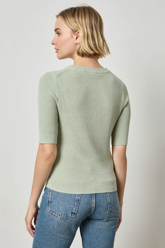 Elbow Sleeve Split Neck Sweater