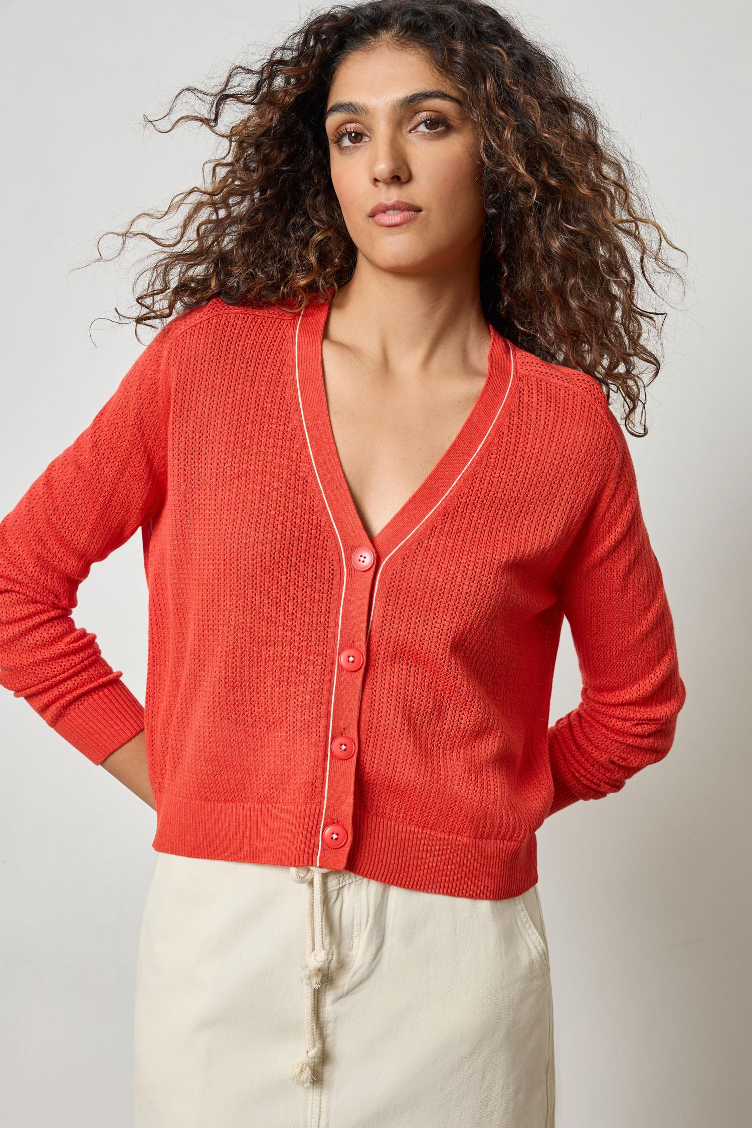 Saddle Sleeve V-Neck Cardigan Womens Sweater Begonia A1