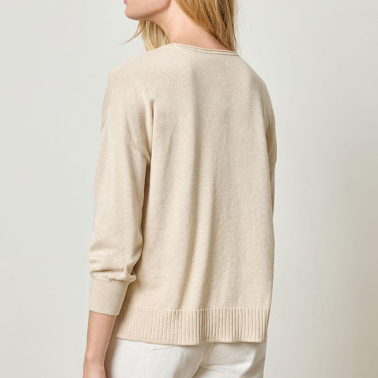 3/4 Sleeve Drop Shoulder Sweater Womens Sweater Husk A2