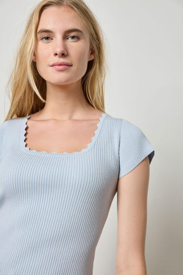 Cap Sleeve Scallop Neck Sweater