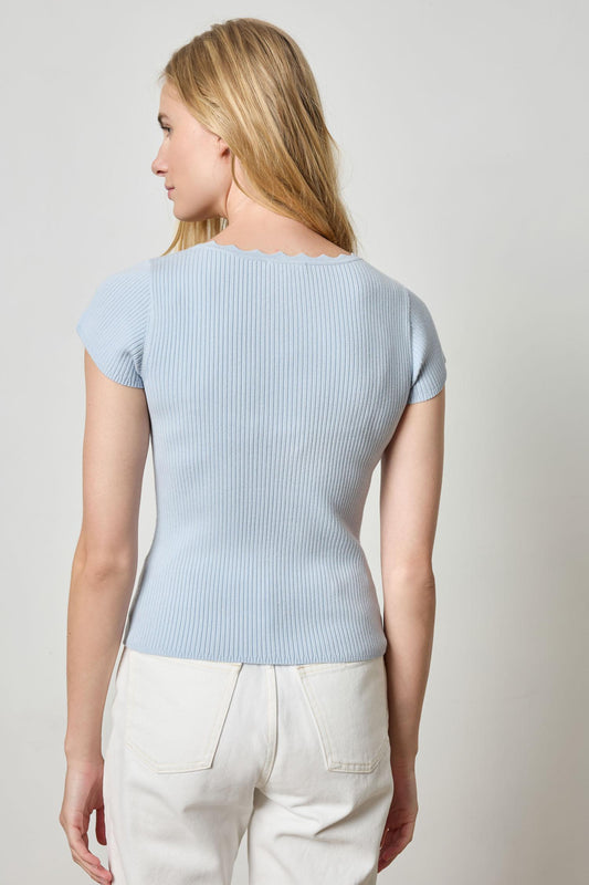 Cap Sleeve Scallop Neck Sweater