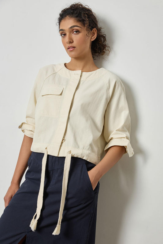 Drawstring Waist Jacket Womens Jacket Oyster A1