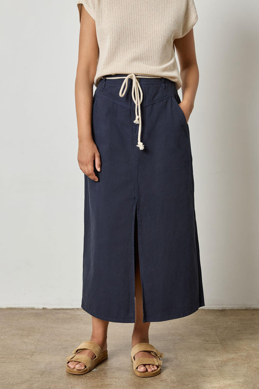 Yoke Waist Maxi Skirt Womens Skirt Navy A1