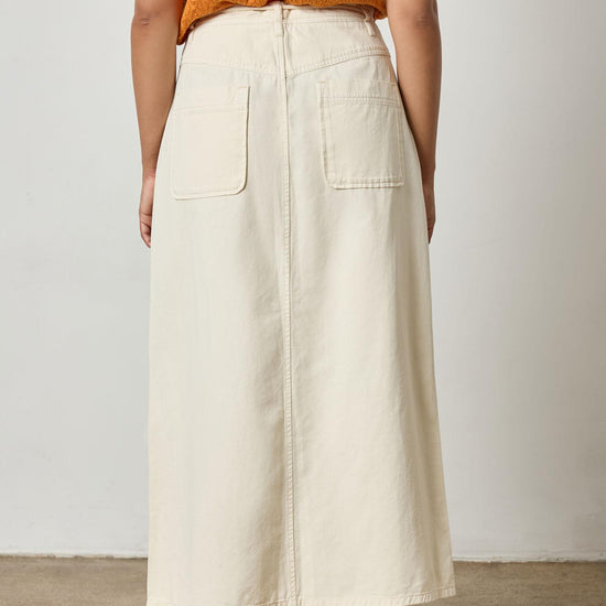 Yoke Waist Maxi Skirt Womens Skirt Oyster A2