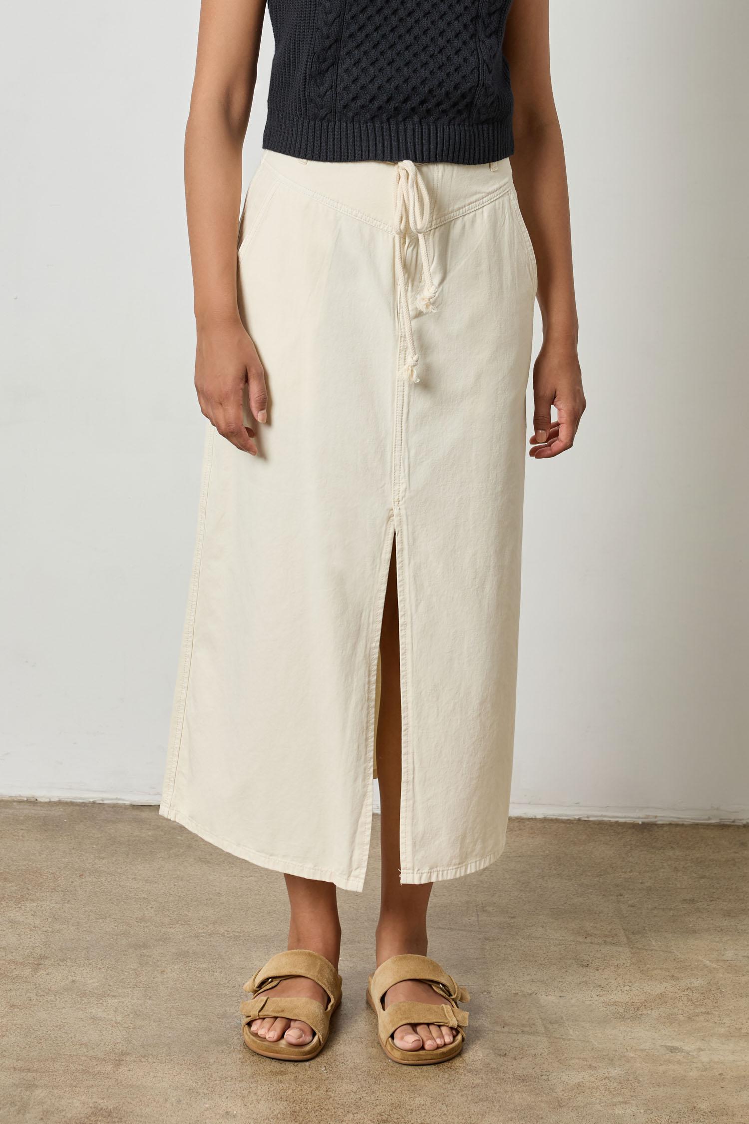 Yoke Waist Maxi Skirt Womens Skirt Oyster A4