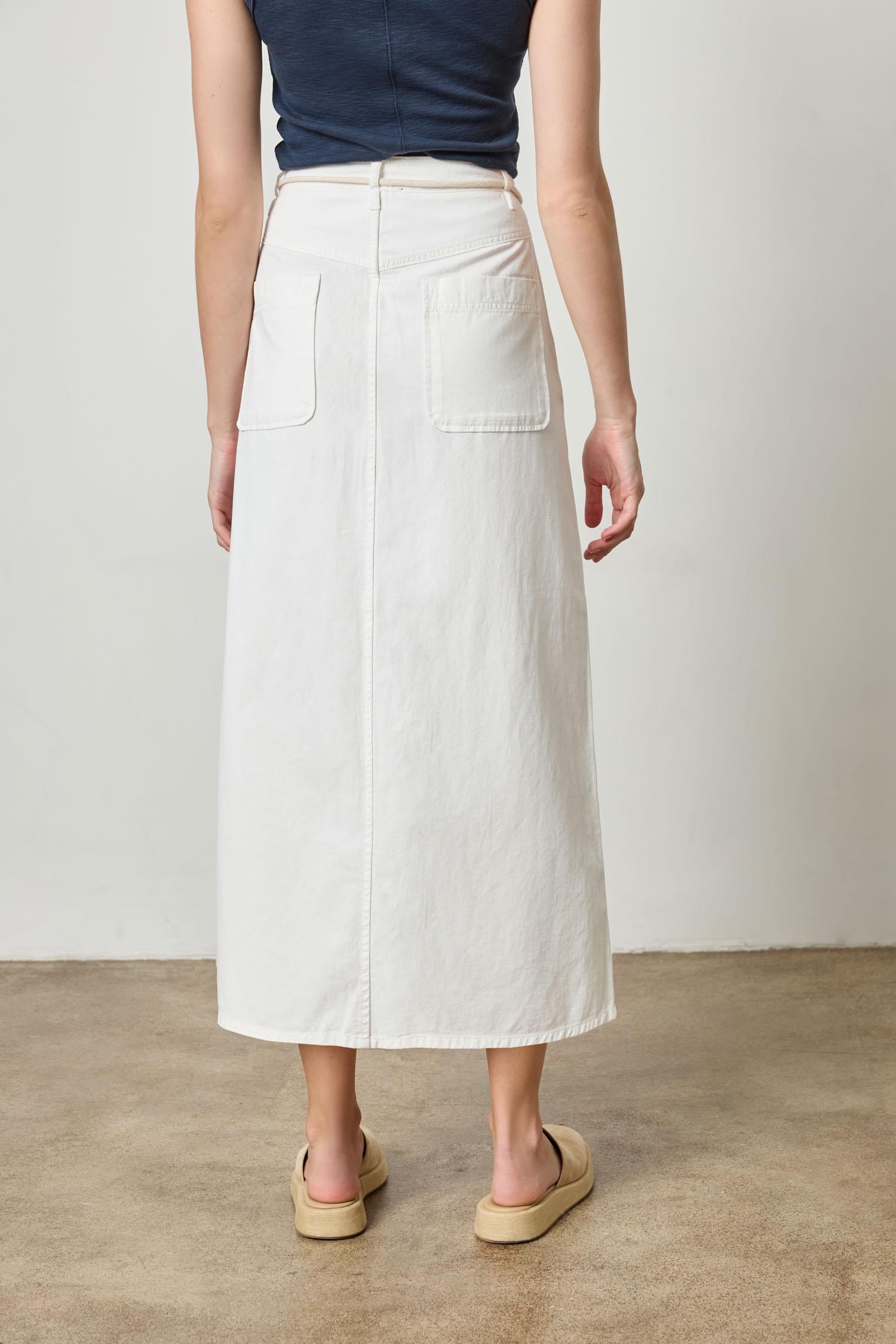 Yoke Waist Maxi Skirt Womens Skirt White A2