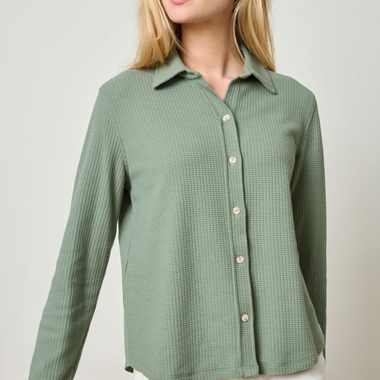 Collared Button Down Womens Top Seagrass A1